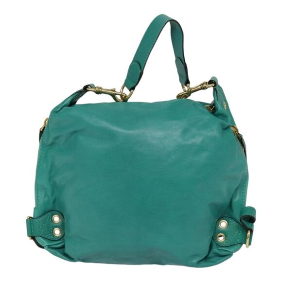 GUCCI Backpack Leather Green Gold Auth ki4889 - Picture 2 of 16